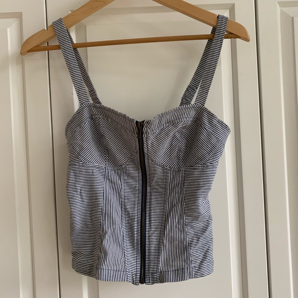 Zip up bustier navy / white stripe